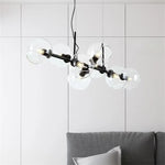 Suspension lumineuse or noir sphères transparentes moderne ampoules led