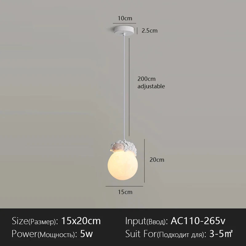 lampe suspendue animaux ours chien moderne intérieur enfant chambre salon blanc