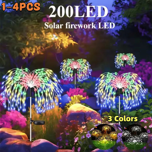 guirlande lumineuse solaire feu d'artifice extérieure multicolore décoration jardin piquet led étanche moderne