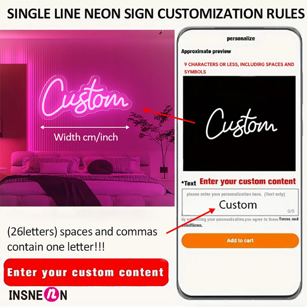 enseigne neon personnalisee lumineuse texte fleurs decoration murale magasin mariage cadeau deco interieure