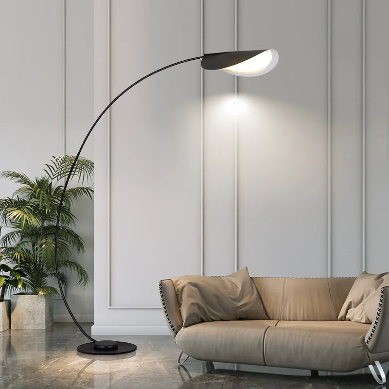 lampe sol moderne led noir arc métal interrupteur bouton haute qualité chambre salon