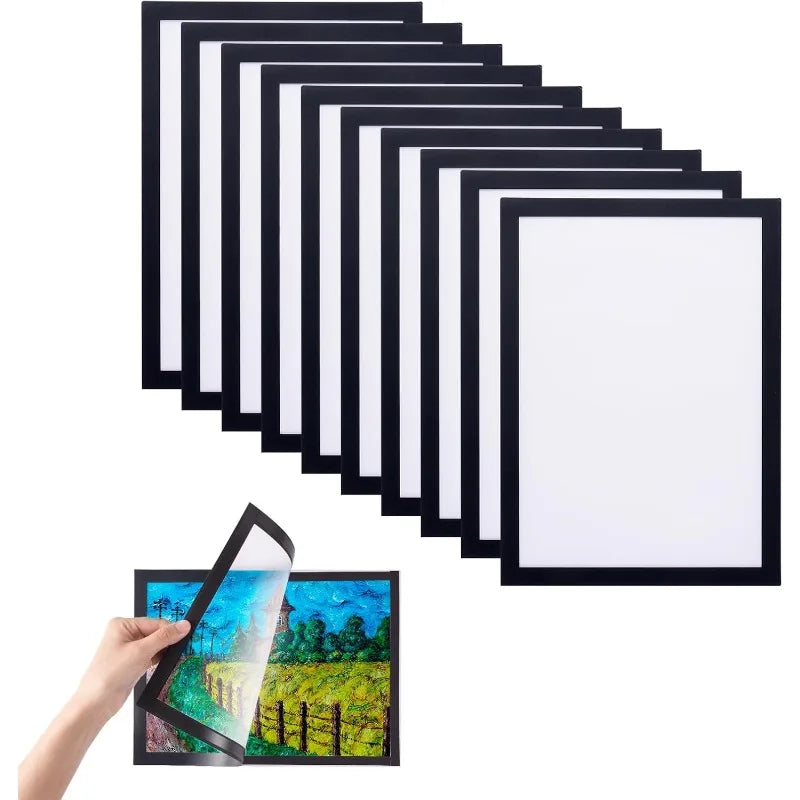 cadres photo magnétiques minimalistes adhésifs noir or modernes transparents mur maison