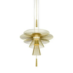 suspension lumineuse moderne dorée cercles concentriques opaque chaîne câble électrique 60 249 lumens 90