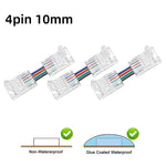 connecteurs led transparents broches dorées clips modernes 24v basse tension câbles colorés rouge vert