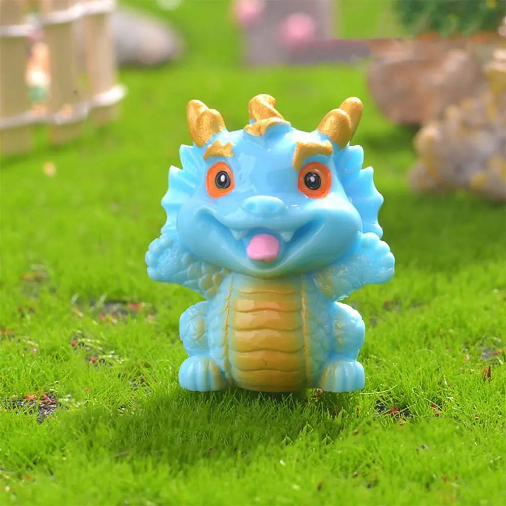 figurines animaux zodiaque résine finition mat cartoon mignon couleurs vives yeux noirs sourire rose