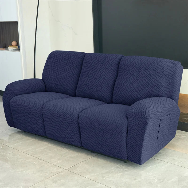 housse canapé inclinable gris jacquard moderne extensible poches fauteuil salon maison