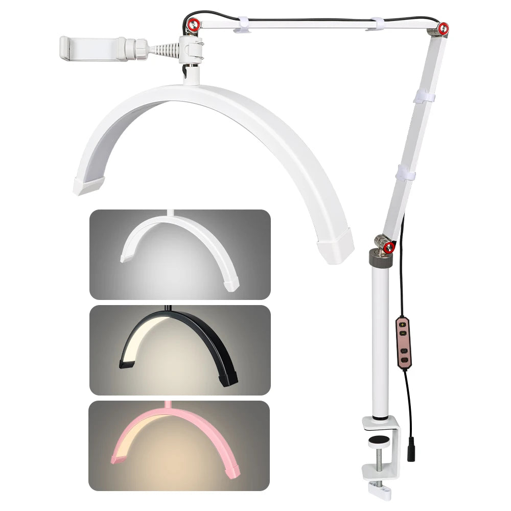 lampe maquillage blanc moderne clip support téléphone réglable éclairage guide inclusion