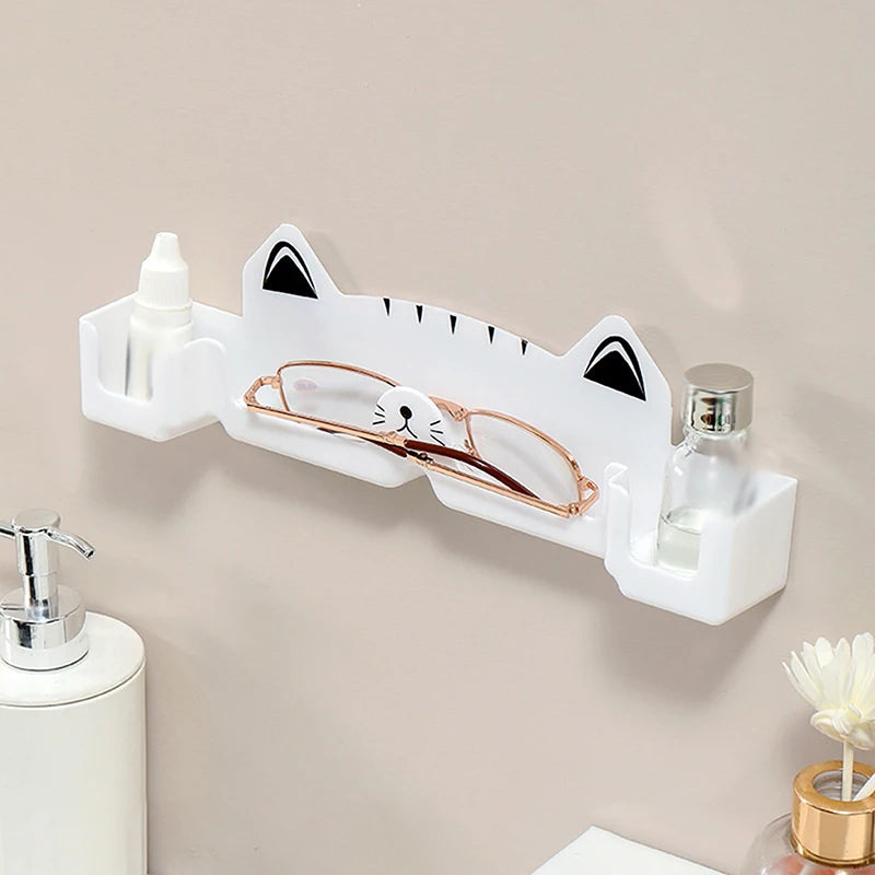 rangement mural lunettes petits accessoires forme chat blanc noir adhésif modernes