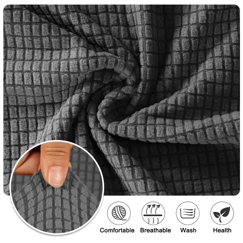 Housse canapé gris tissu carreaux moderne poche places
