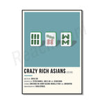 Affiche du film "Crazy Rich Asians" (2018), avec de petites images représentant des tuiles de mahjong, un jeu traditionnel chinois.