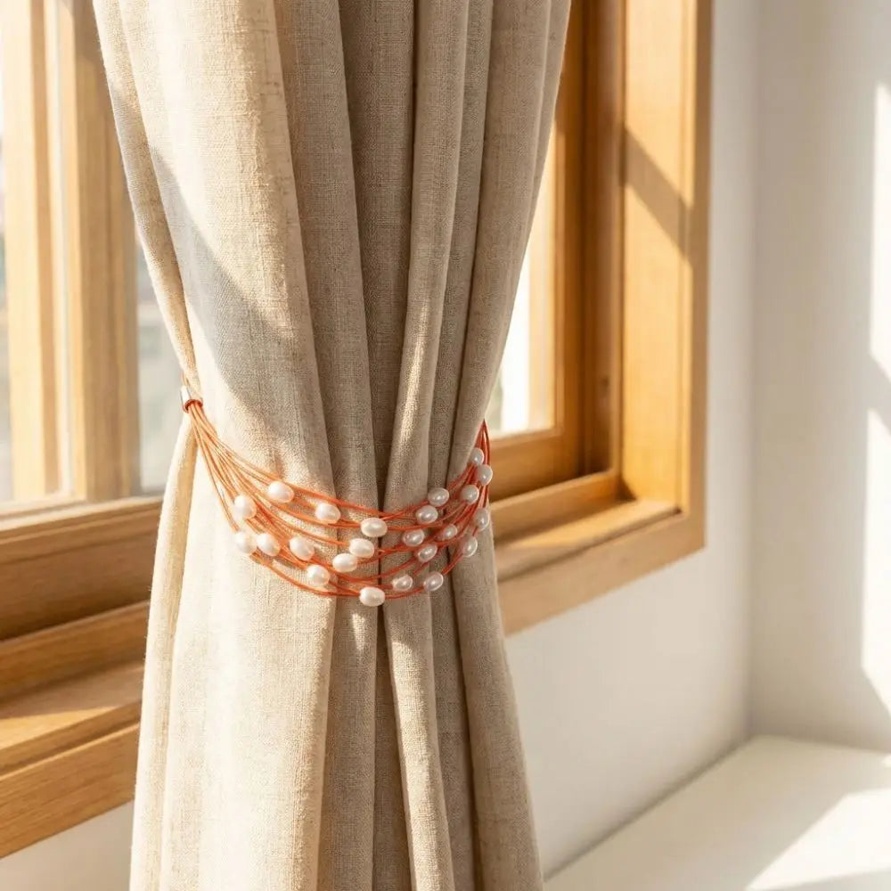 rideaux décoratives rubans élégants moderne salle bain blanc beige or gris