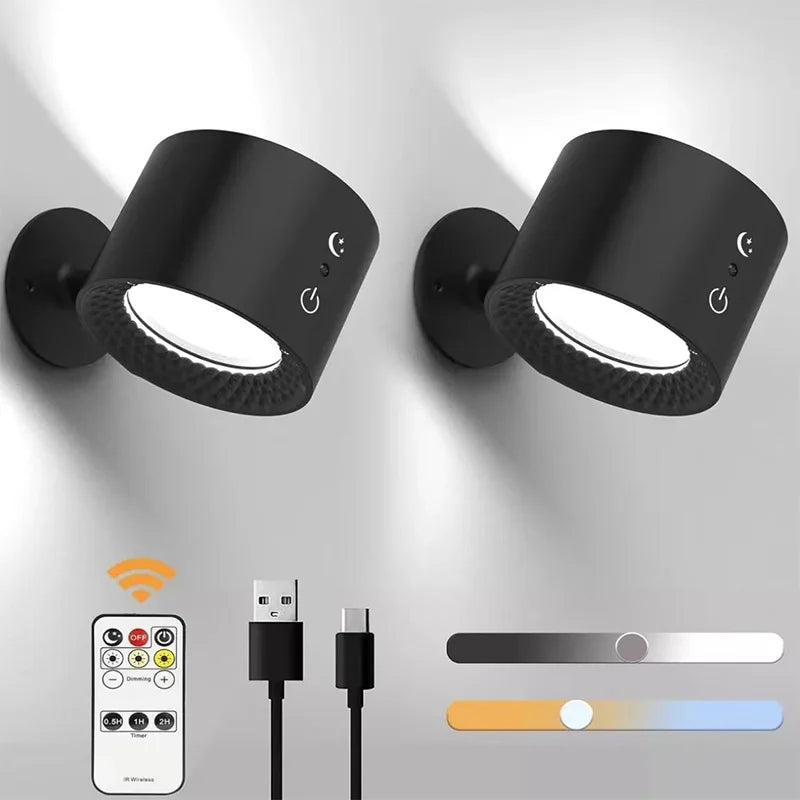 lampe murale led moderne tactile recharge usb noir texturé veilleuse portable chambre coucher lecture