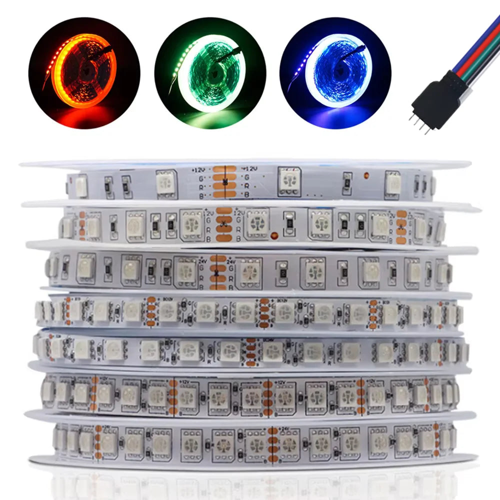 ruban led 12v rgb 60led flexible adhésif moderne blanc rouge vert bleu ip65