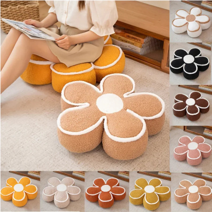 coussin sol fleurs orange rose beige blanc moderne confortable 50cm