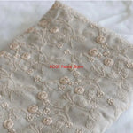 tissu coton lin brodé fleurs 3d beige clair classique decoration maison bricolage nappe oreiller