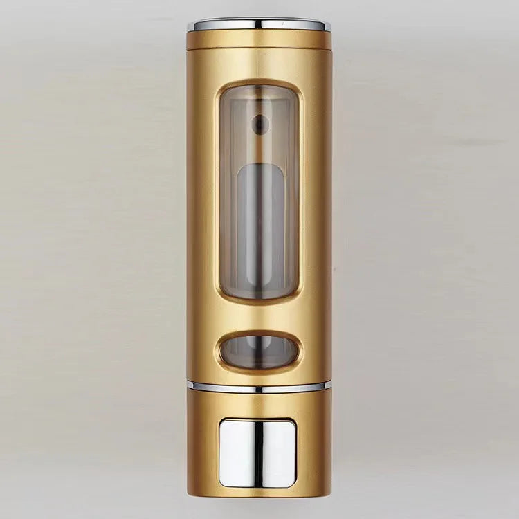 distributeur savon liquide noir or blanc moderne fixation murale bouton pression fenêtre niveau liquide