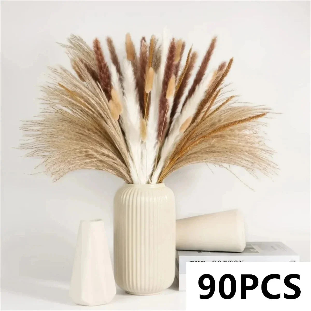 bouquet fleurs séchées pampas naturel beige marron blanc décoration maison anniversaire mariage rustic
