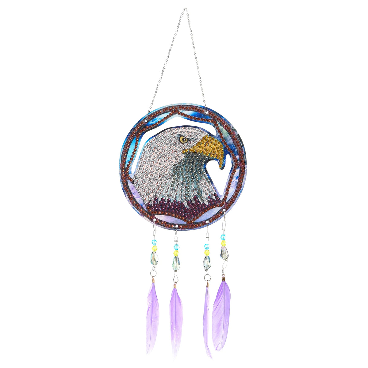 Attrape rêves oiseaux plumes bleu violet blanc ethnique décoration chambre maison