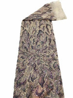 tissu polyester dentelle floral élégant noir doré rose violet translucide soirée mariage