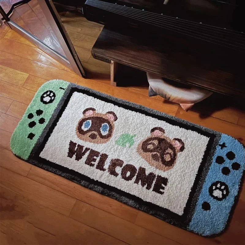 tapis multicolore thème jeux vidéo motifs manettes bienvenue créatif facile nettoyer résistant décoloration polyester