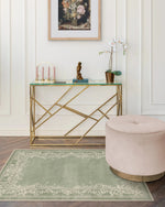 tapis vert clair floral broderie classique 80x120cm 120x160cm 40x60cm polyeste