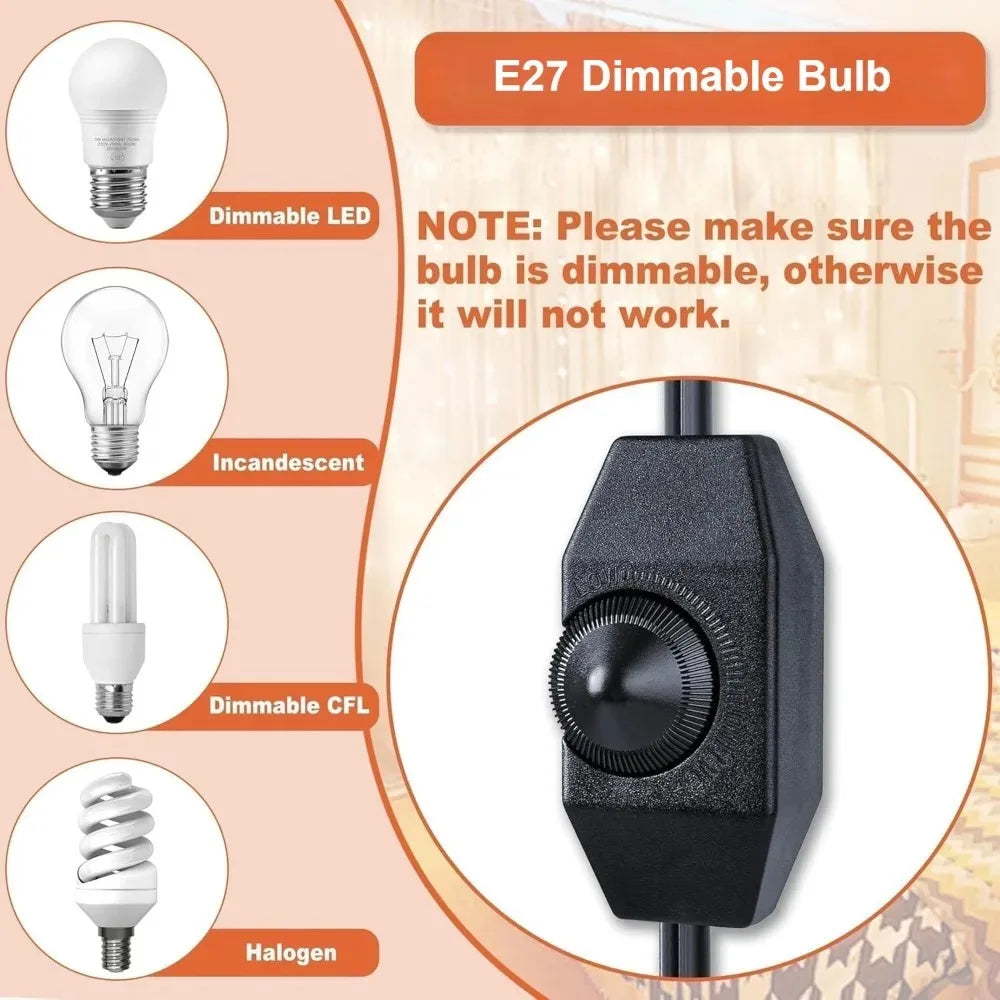 ampoule led e27 interrupteur rotatif câble noir prise eu 4.5m industriel ajustable