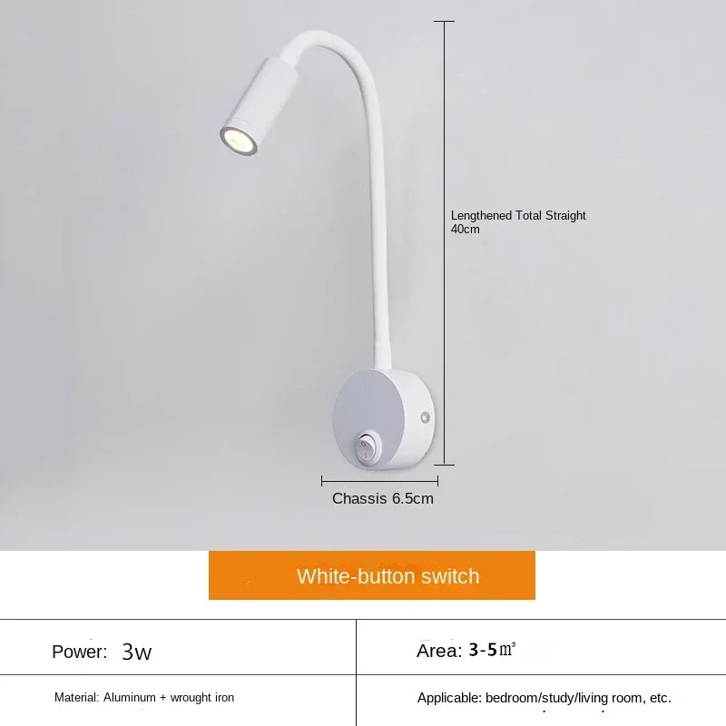 lampe murale led moderne noir blanc or chrome minimaliste contemporaine interrupteur rotatif eyelets