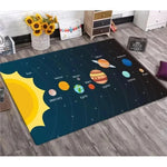 tapis moderne systèmes solaires planètes bleu foncé jaune orange gris chambre salon