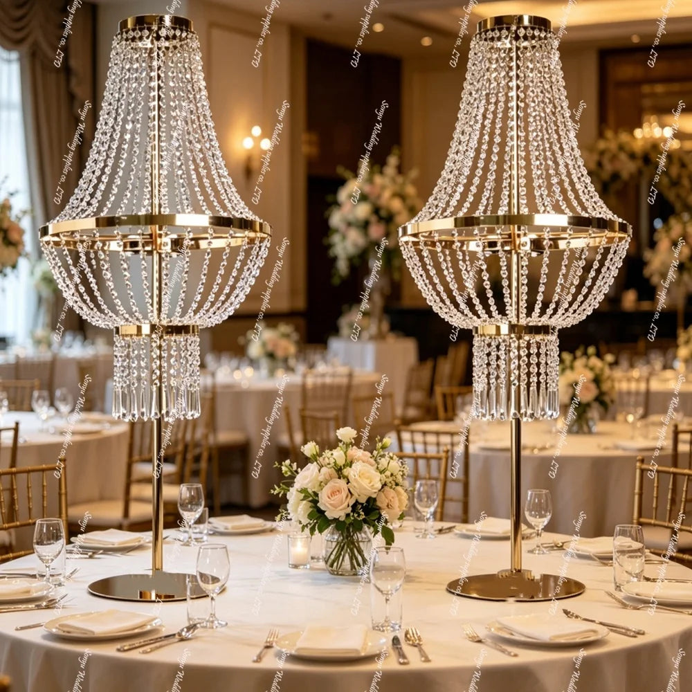 lampe table dorée cristal transparente classique élégant décoration mariage salon