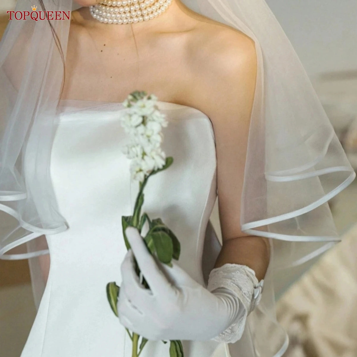 voile mariée blanc deux couches bord ruban classique soirée mariage translucent