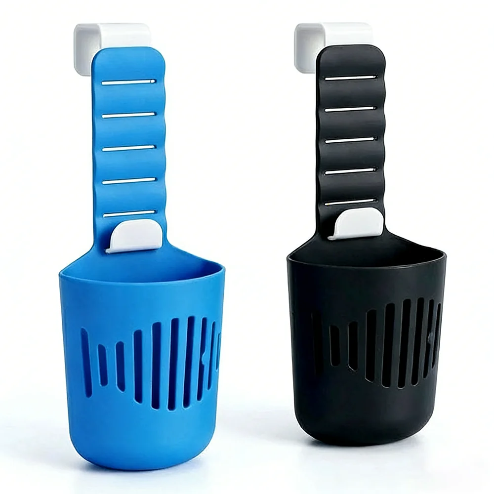 brosse toilette bleu noir crochets ajustables texture lisse moderne pratique