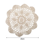 serviette table traditionnelle motif floral crochetée diamètre 35cm blanc