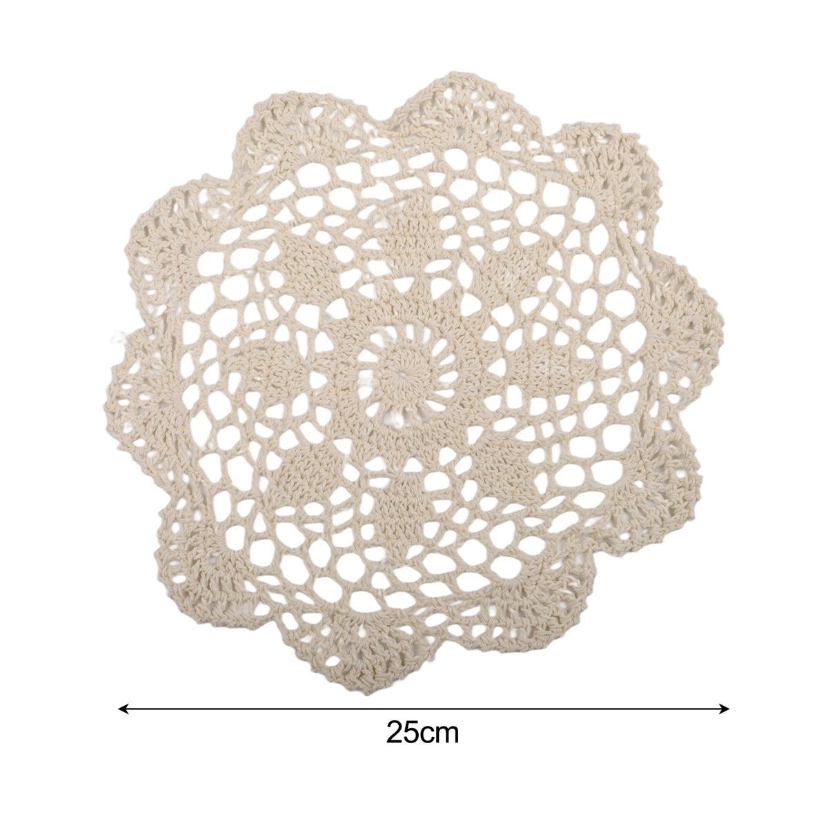 serviette table traditionnelle motif floral crochetée diamètre 35cm blanc