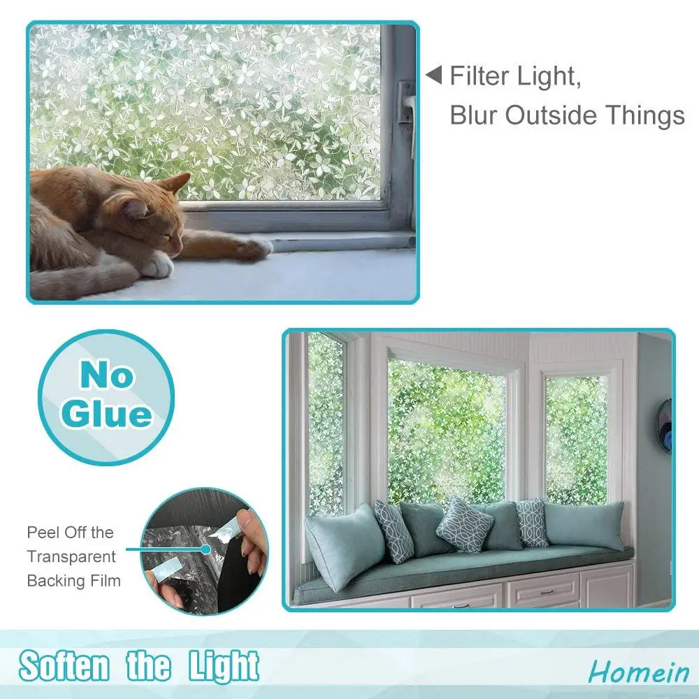 film décoratif fenêtre motifs floraux protection uv adhésif sans colle isolation thermique moderne transparent