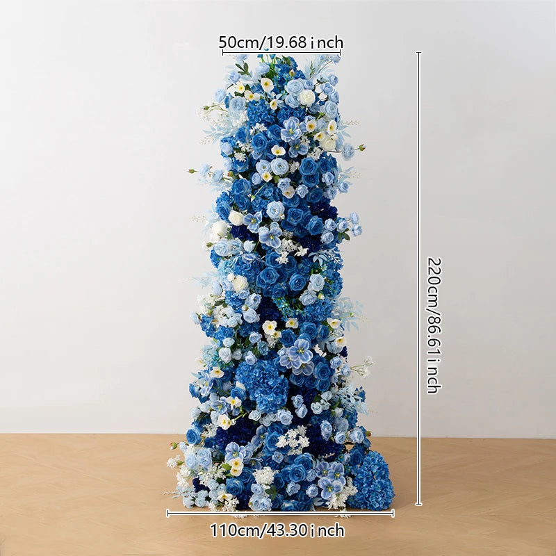 arche décorative fleurs artificielles bleu blanc extérieur intérieur décoration maison événement