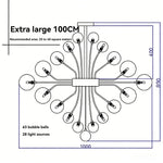 Suspension lumineuse moderne verre noir blanc gris billes translucides chaîne métallique