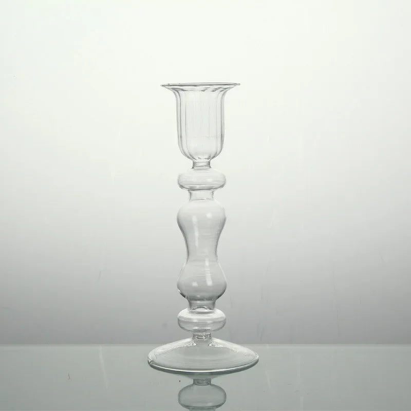bougeoir verre moderne orange vert jaune rayures bordure ondulée transparent élégant décoration maison chandelle