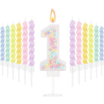 bougies anniversaire numérotées colorées spirales métalliques sucrées décoratives violet rose vert jaune blanc