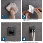 porte serviettes adhésif acier inoxydable noir moderne salle bain utilisation multiple protection adhésive fixe
