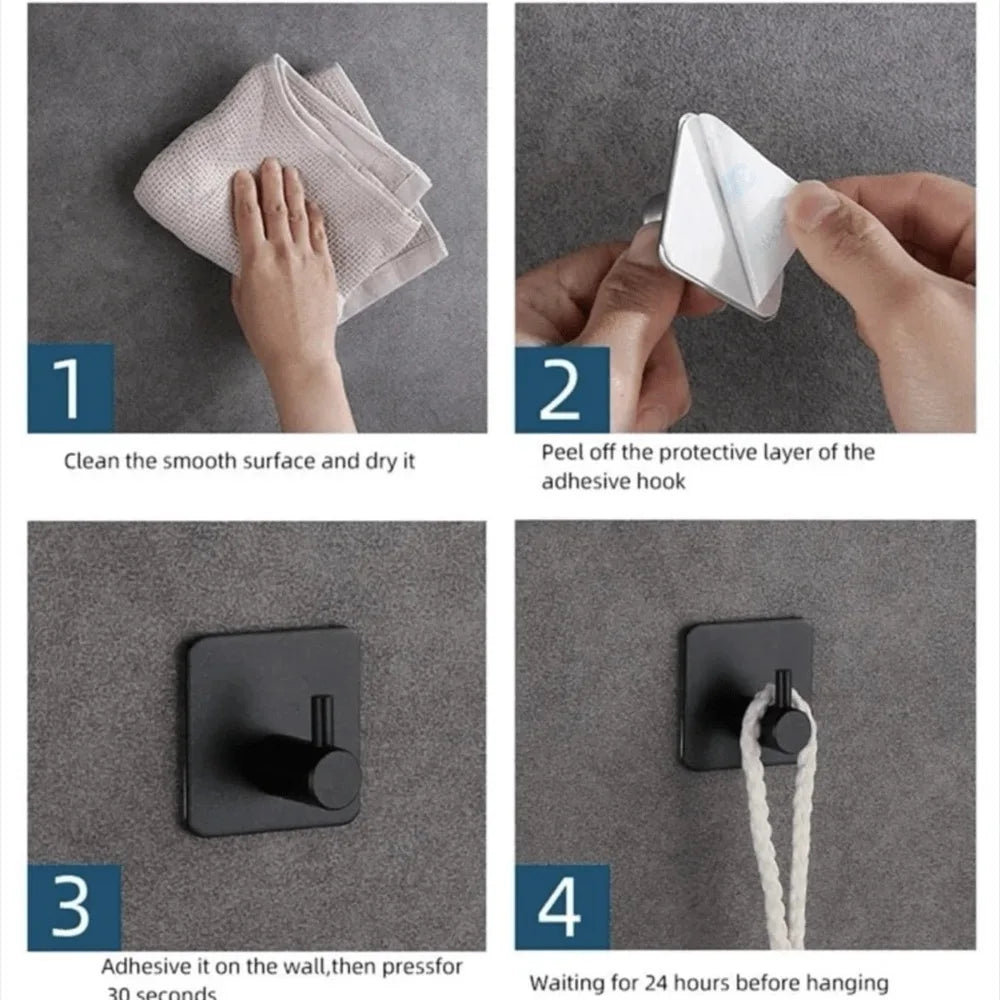 porte serviettes adhésif acier inoxydable noir moderne salle bain utilisation multiple protection adhésive fixe