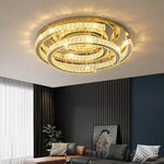 plafonnier led doré moderne élégant cristal transparent strass chambre salon