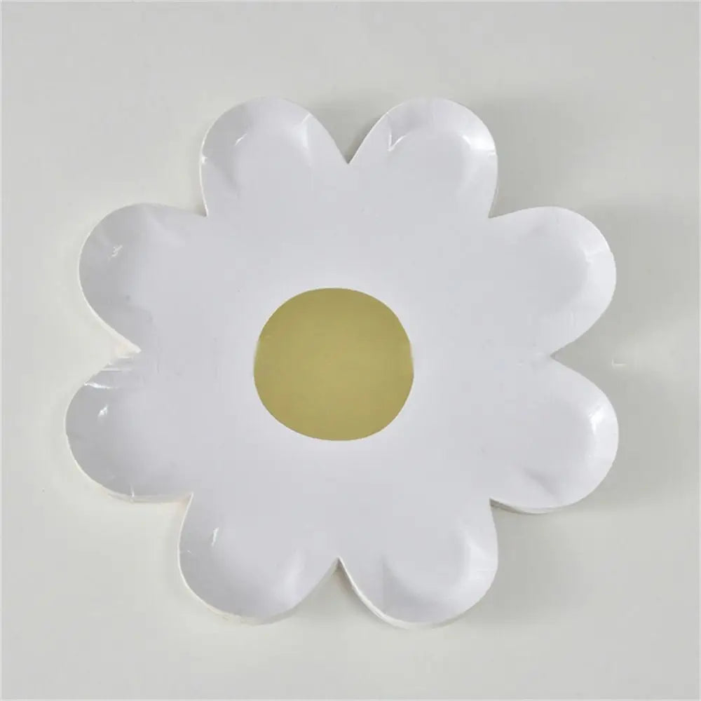 assiettes jetables fleurs dorées blanc vert jaune rose violet moderne fête enfants