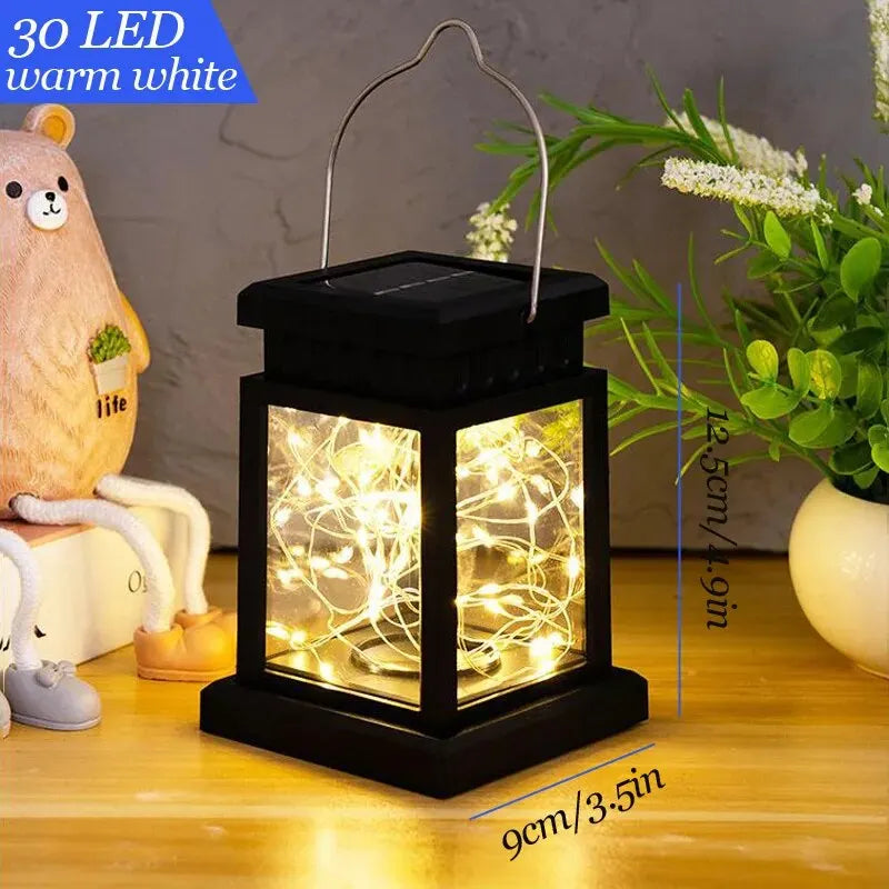 lanterne solaire moderne noire transparente 30 led extérieure ip65