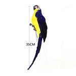 ornement jardin oiseau artificiel rouge bleu vert rose jaune blanc plumes yeux brillants clipsextérieur