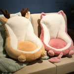coussin chaise doux motif animal moderne oreilles pattes queue beige rose vert clair