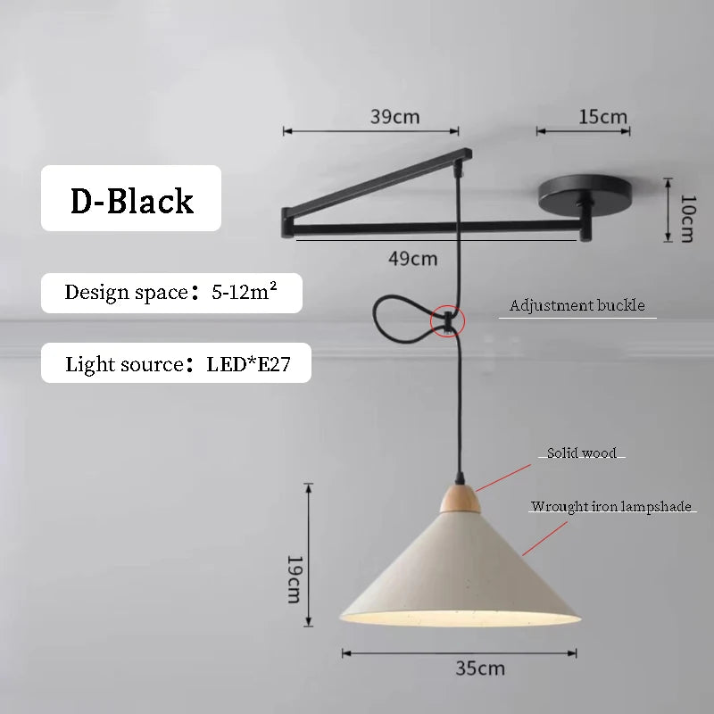 lampe suspendue moderne blanc noir flux lumineux led interrupteur bouton decoration chambre coucher