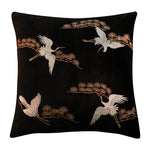 housse coussin noir oiseaux dorés traditionnel brodé opacité polyester coton 45x45cm 50x50cm