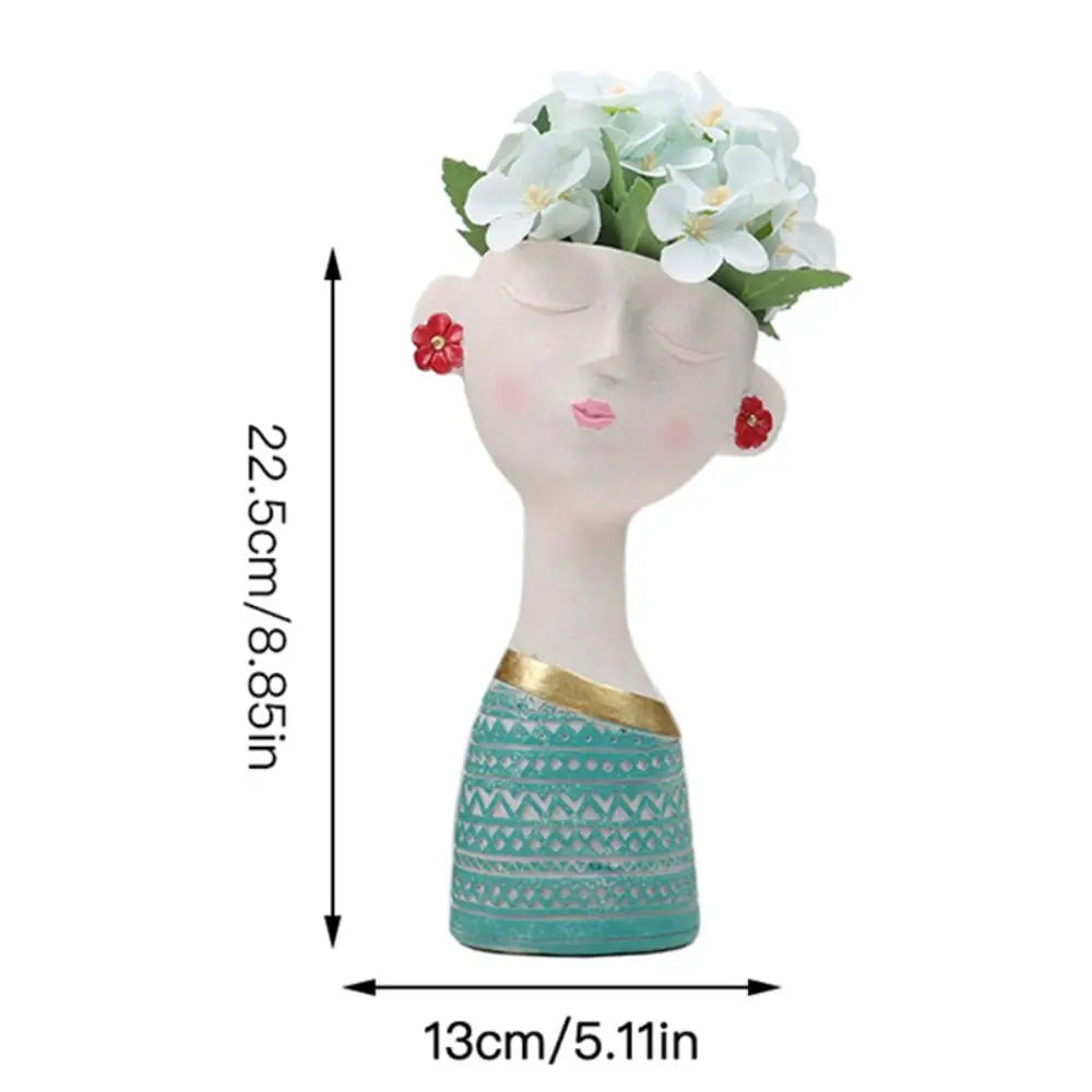 vase decoratif moderne buste feminin motif geometrique texturé fleurs artificielles blanc rouge