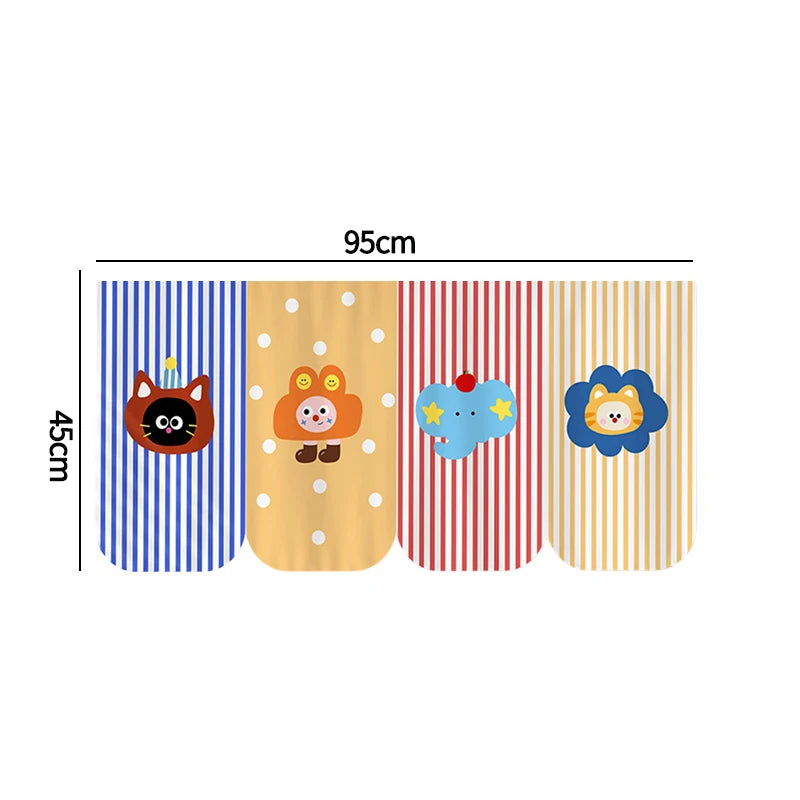 bannière décoration porte fenêtre motif carreaux fruits animaux kawaii enfant 95x45cm