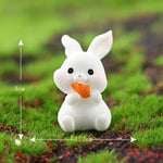 figurines lapins mignons carottes résine blanche décoratives cartoon miniature collectionnement paysagère